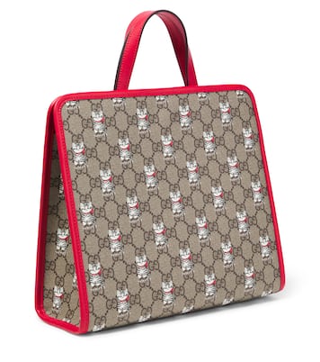 GG leather-trimmed canvas tote bag | Gucci Kids