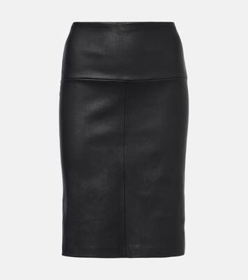 Gin leather midi skirt | Stouls