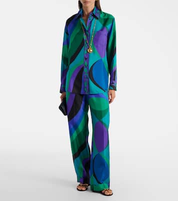 Pantaloni a gamba larga in seta con stampa | Pucci