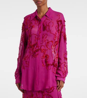 Bluse aus Chiffon mit Pailletten | Dries Van Noten
