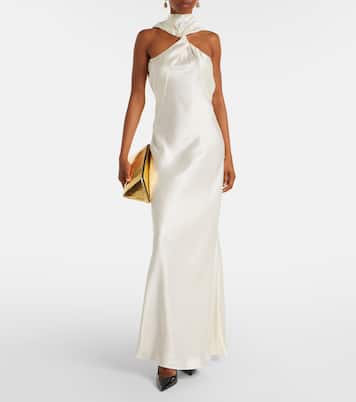 Abito lungo in raso con scollo all’americana | The Attico