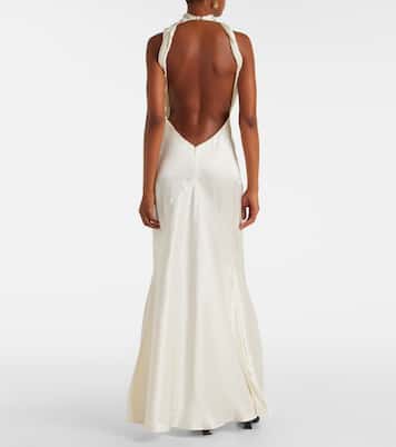Abito lungo in raso con scollo all’americana | The Attico