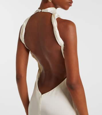 Abito lungo in raso con scollo all’americana | The Attico