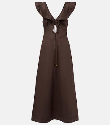 Rhiannon ruffled linen midi dress | Zimmermann
