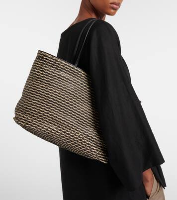 Beau Large leather-trimmed raffia tote bag | The Row