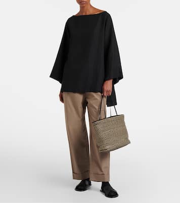 Beau Large leather-trimmed raffia tote bag | The Row