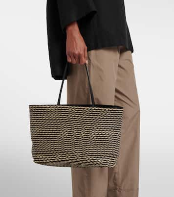 Beau Large leather-trimmed raffia tote bag | The Row