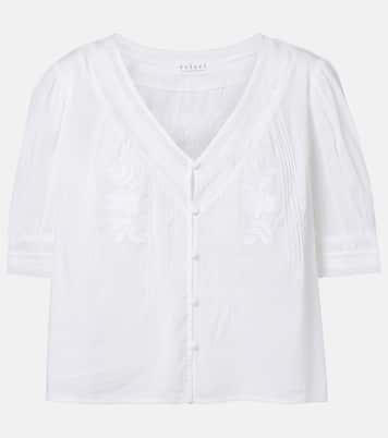 Mavis lace-trimmed cotton blouse | Velvet
