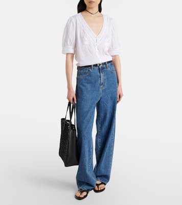 Mavis lace-trimmed cotton blouse | Velvet