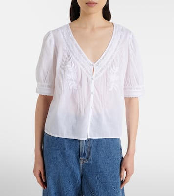 Mavis lace-trimmed cotton blouse | Velvet