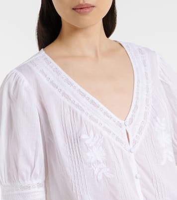 Mavis lace-trimmed cotton blouse | Velvet