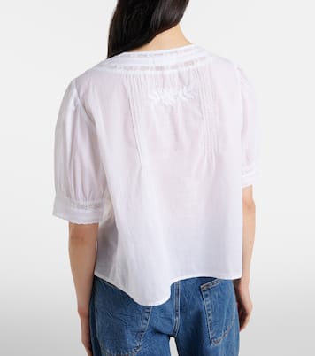 Mavis lace-trimmed cotton blouse | Velvet