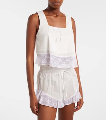 Lace-trimmed cotton crop top | Montce
