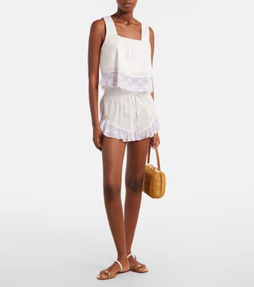 Lace-trimmed cotton crop top | Montce