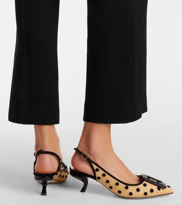 Slingback-Pumps Virgule aus Canvas mit Veloursleder | Roger Vivier