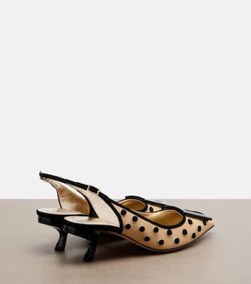 Slingback-Pumps Virgule aus Canvas mit Veloursleder | Roger Vivier
