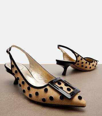 Slingback-Pumps Virgule aus Canvas mit Veloursleder | Roger Vivier