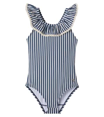 Doris ruffled striped swimsuit | Wheat