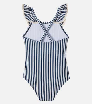 Doris ruffled striped swimsuit | Wheat