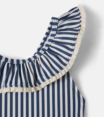 Doris ruffled striped swimsuit | Wheat