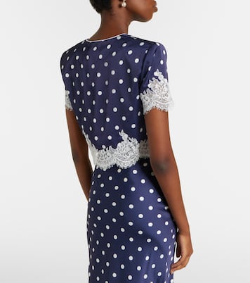 Lace-trimmed polka-dot satin crop top | Self-Portrait