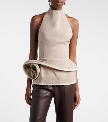Peplum floral-appliqué linen top | Magda Butrym