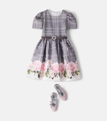 Checked floral belted dress | Monnalisa