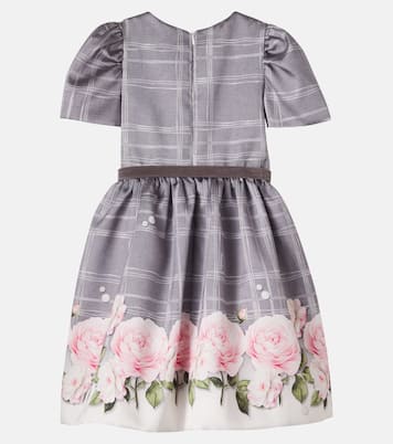 Checked floral belted dress | Monnalisa