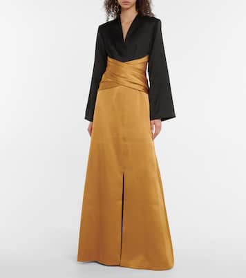 Zweifarbige Robe aus Satin | Rasario