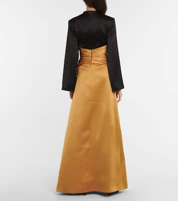 Zweifarbige Robe aus Satin | Rasario