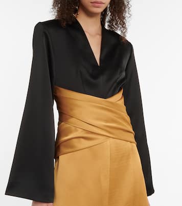 Zweifarbige Robe aus Satin | Rasario