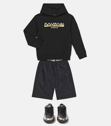 Felpa in cotone con cappuccio e logo | Balmain Kids