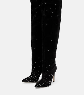 Embellished suede over-the-knee boots | Paris Texas