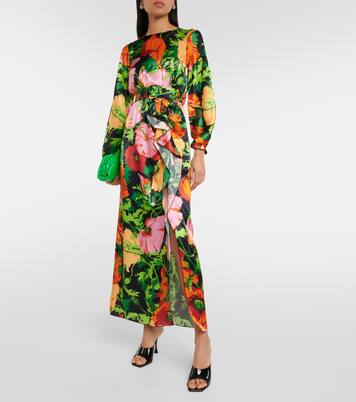 Robe longue Penny en satin à fleurs | La DoubleJ