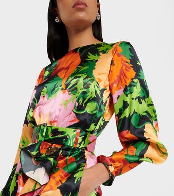 Robe longue Penny en satin à fleurs | La DoubleJ