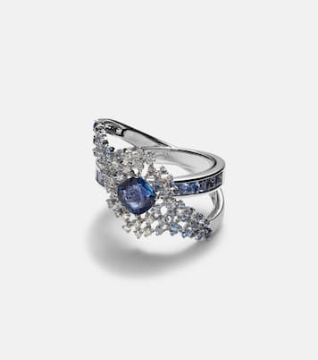 Bague Anillo Scatter en or blanc 18 ct, saphirs et diamants | Ananya