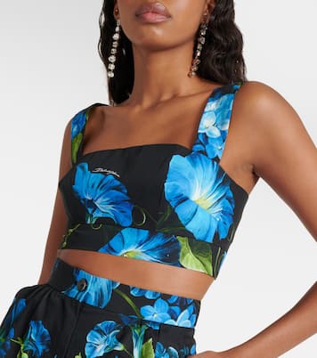Top raccourci en coton à fleurs | Dolce&Gabbana