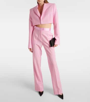 Pantalones rectos de satén de tiro alto | Nensi Dojaka