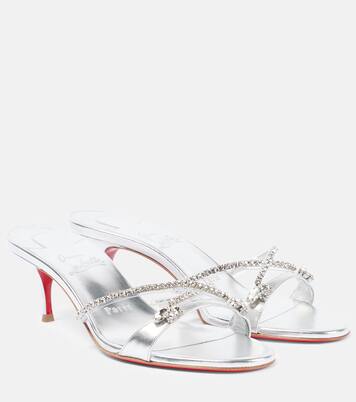 Sandalen Queen 55 aus Metallic-Leder mit Kristallen | Christian Louboutin
