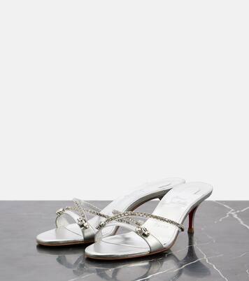 Sandalen Queen 55 aus Metallic-Leder mit Kristallen | Christian Louboutin