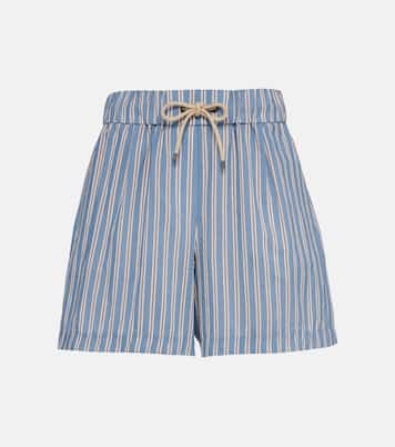 Striped cotton and silk shorts | Brunello Cucinelli