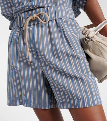 Striped cotton and silk shorts | Brunello Cucinelli