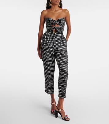 Pantalon fuselé Capri en satin de soie à pois | Dolce&Gabbana
