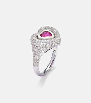 Bague Manaal 2.0 en or blanc 18 ct, rubis et diamants | Kamyen