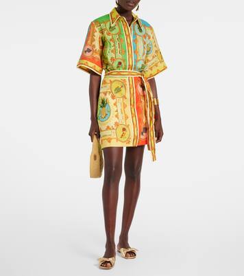 Robe chemise La Musica imprimée en lin | Alémais