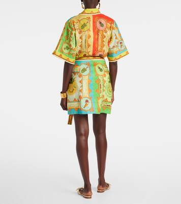 Robe chemise La Musica imprimée en lin | Alémais