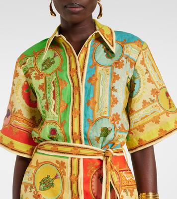 Robe chemise La Musica imprimée en lin | Alémais