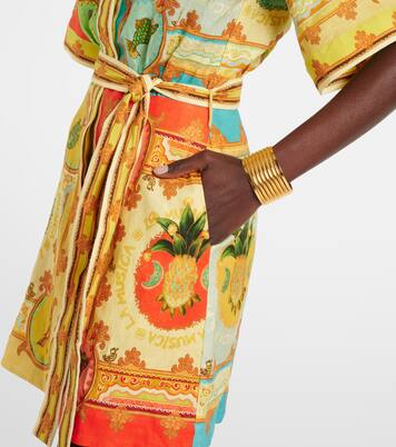 Robe chemise La Musica imprimée en lin | Alémais