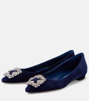 Hangisi embellished velvet ballet flats | Manolo Blahnik
