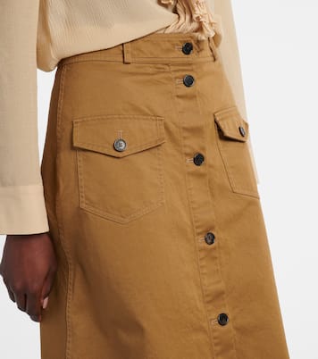 Falda midi de sarga de algodón | Saint Laurent